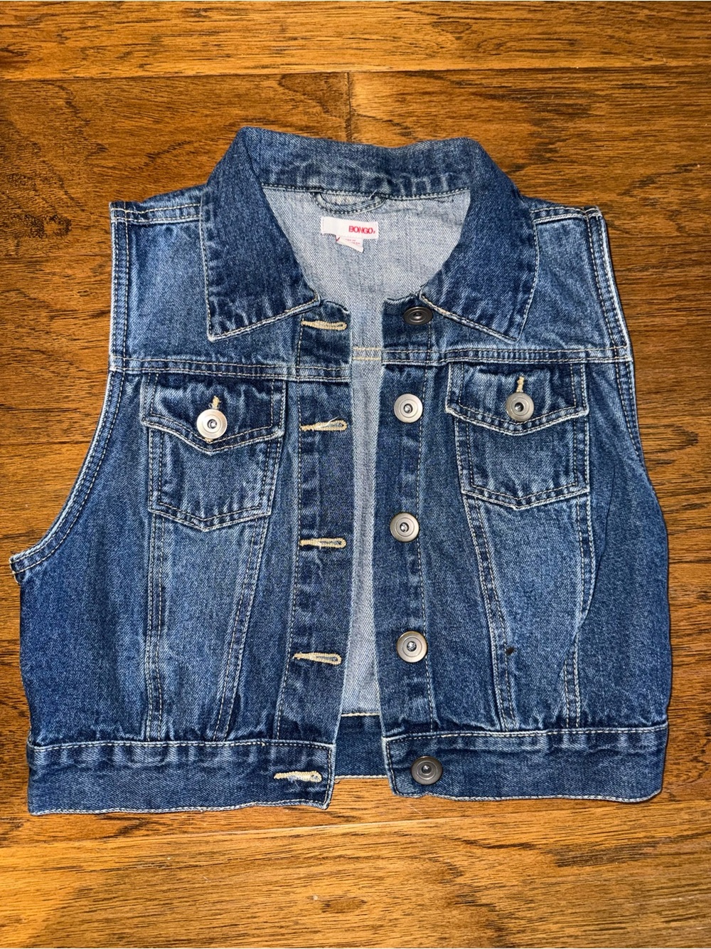 BONGO Light Blue Denim Vest with Button Front